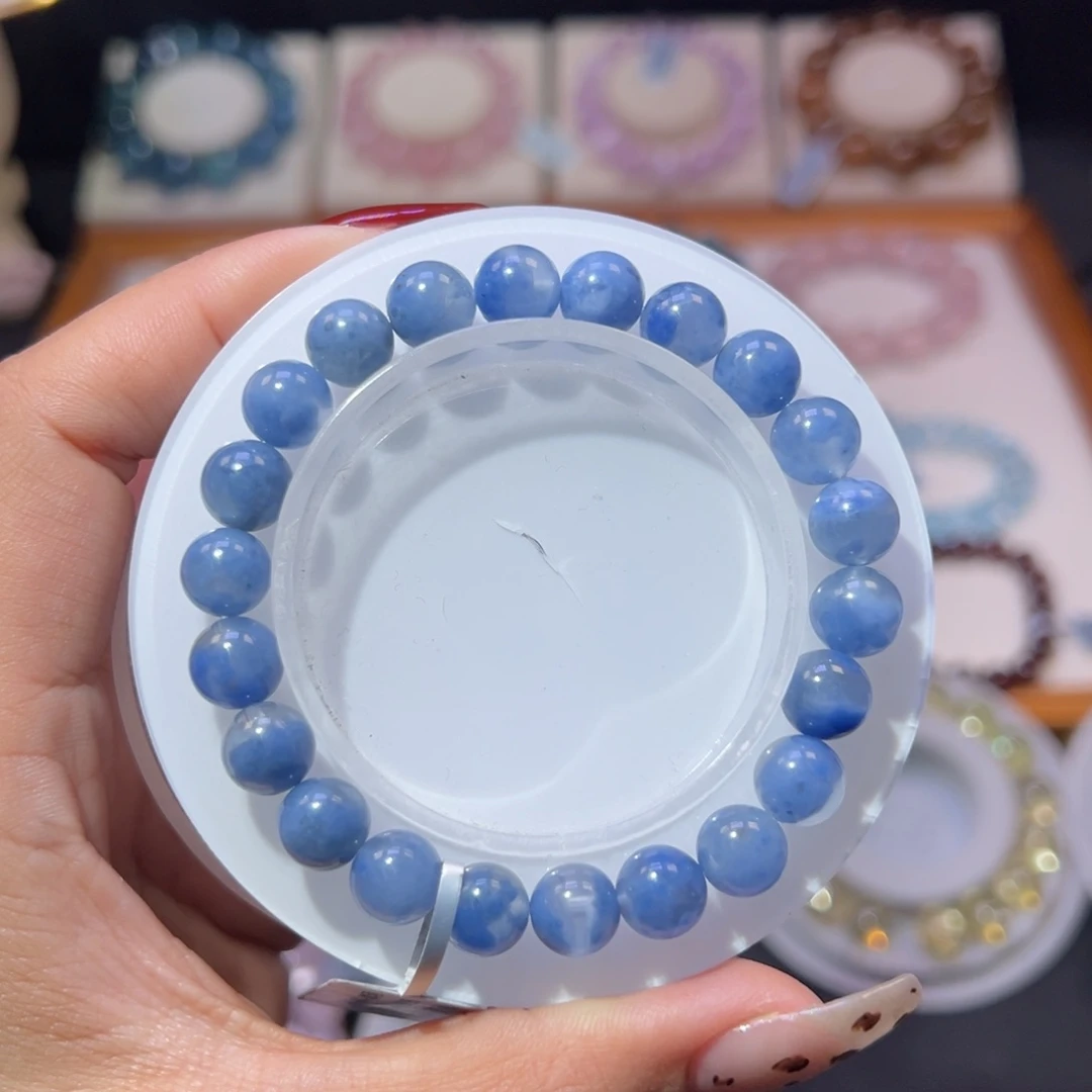 水晶手串未镶嵌蓝兔毛团8.7m m