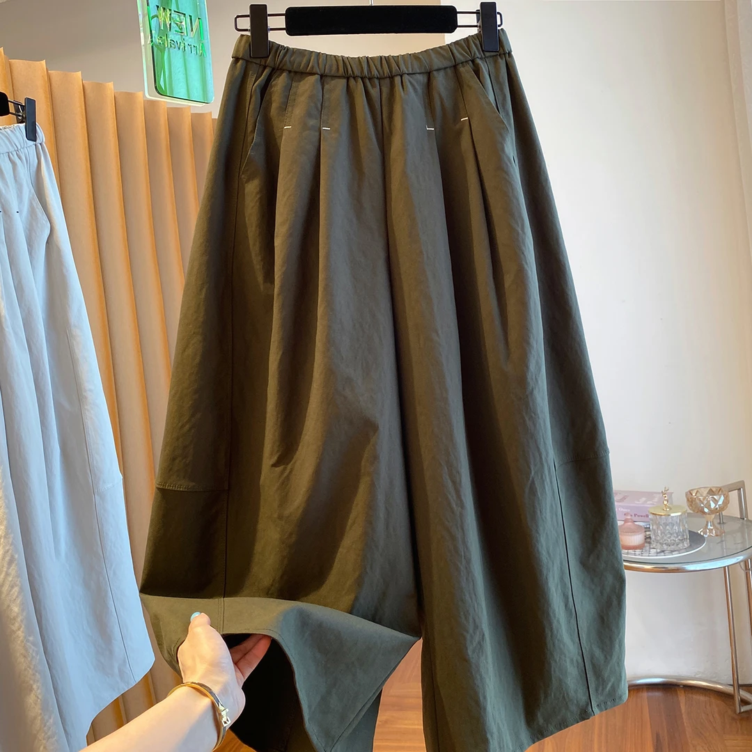 胖妹妹240斤大码高级感休闲阔腿裤女2025新款宽松百搭八分裙裤子