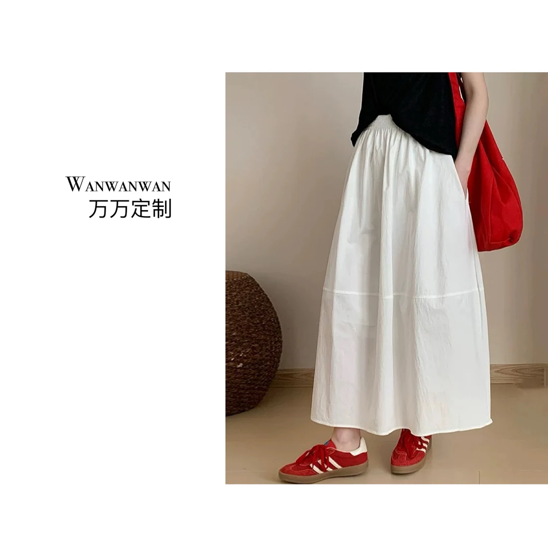 【Wanwan】「花苞裙」夏款复古松紧腰设计款半身裙