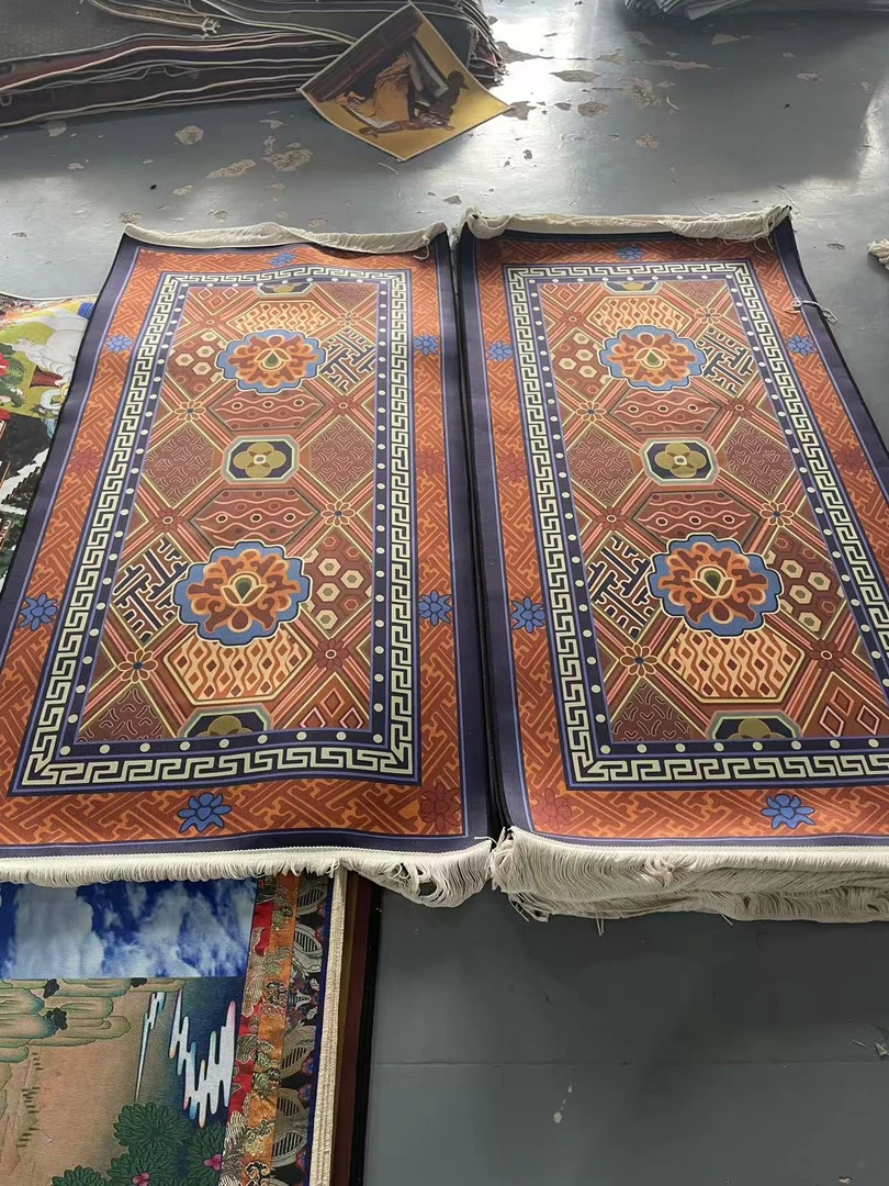 90*180米【西藏包邮】家用藏式莲花纹沙发卡垫靠背抱枕棕垫地毯