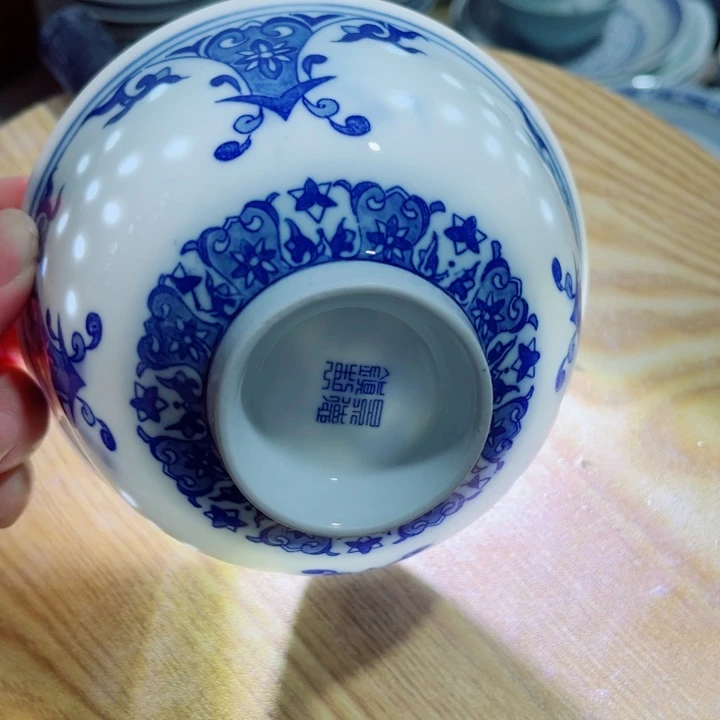 青花玲珑5寸饭碗蝶恋花10个用****3