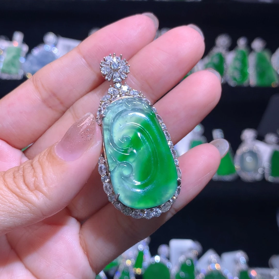 【闪购商品】翡翠银S925镶嵌颈饰天然翡翠