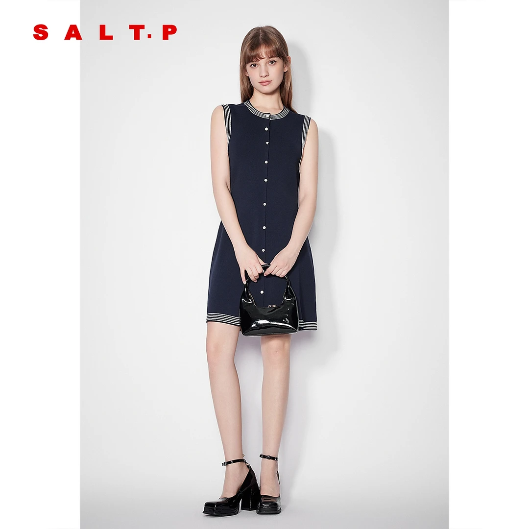 SALT.P可颜 2025年春季新款撞边无袖毛织裙AC35106330