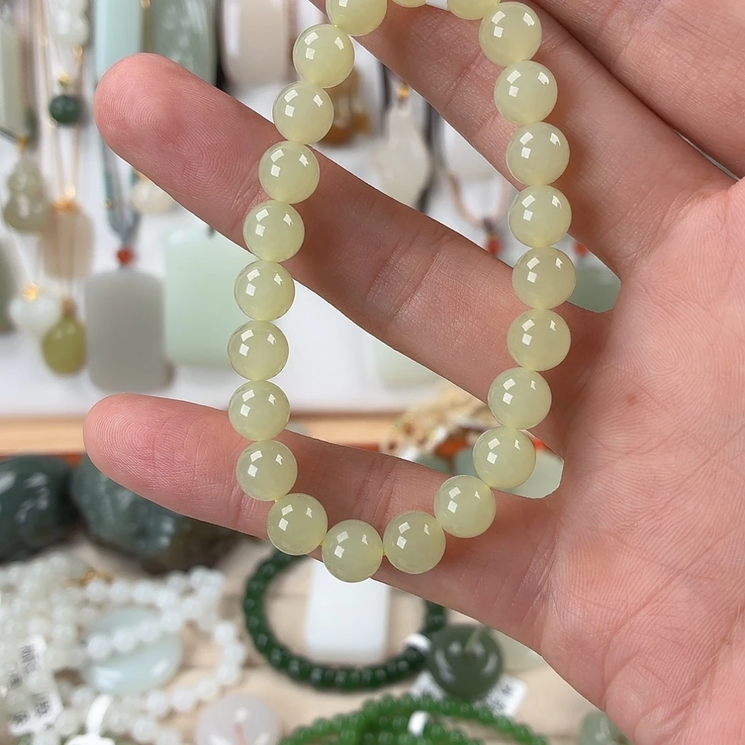 用***7颈饰未镶嵌和田玉卡8柠檬黄黄口手串