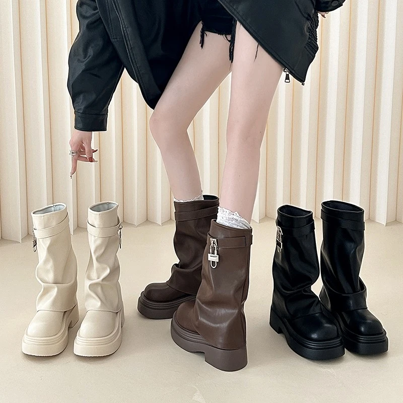 复古气质百搭潮流厚底短靴女2025夏季新款外穿时尚流行美拉德靴子