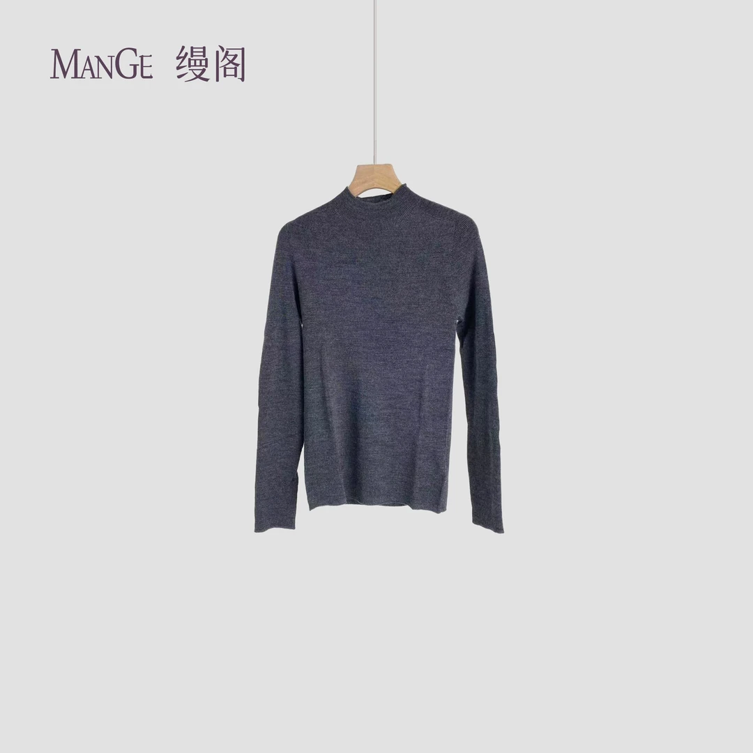 MANGE缦阁 100%细支美利奴羊毛 休闲简约风 半高领打底衫毛衫