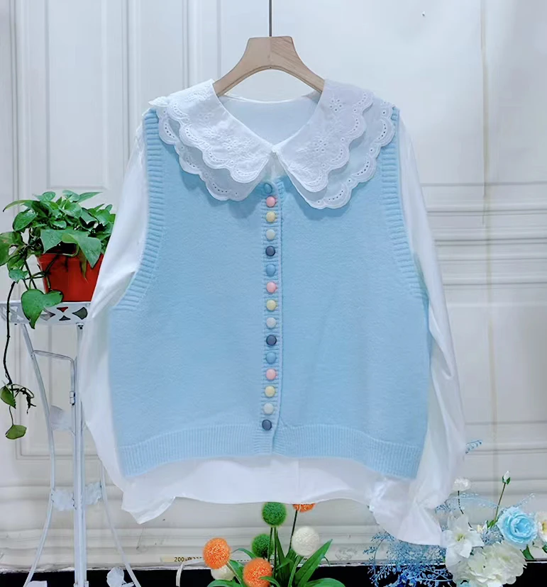 春秋季韩版宽松休闲马甲衬衣套装