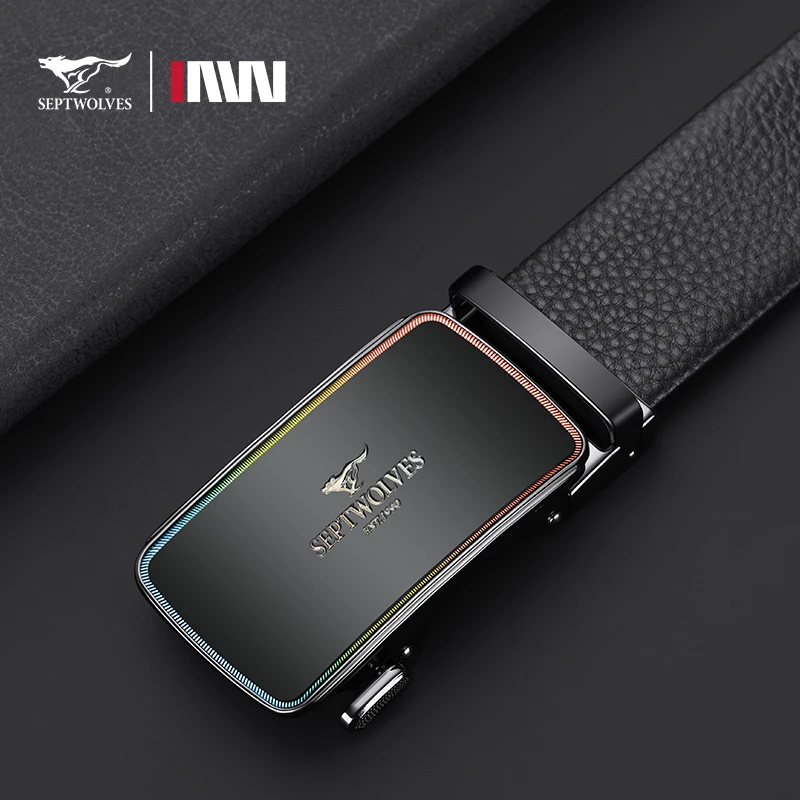 七匹狼百搭头层牛皮磨砂轻奢高档韩版男士男朋友男款皮带真皮