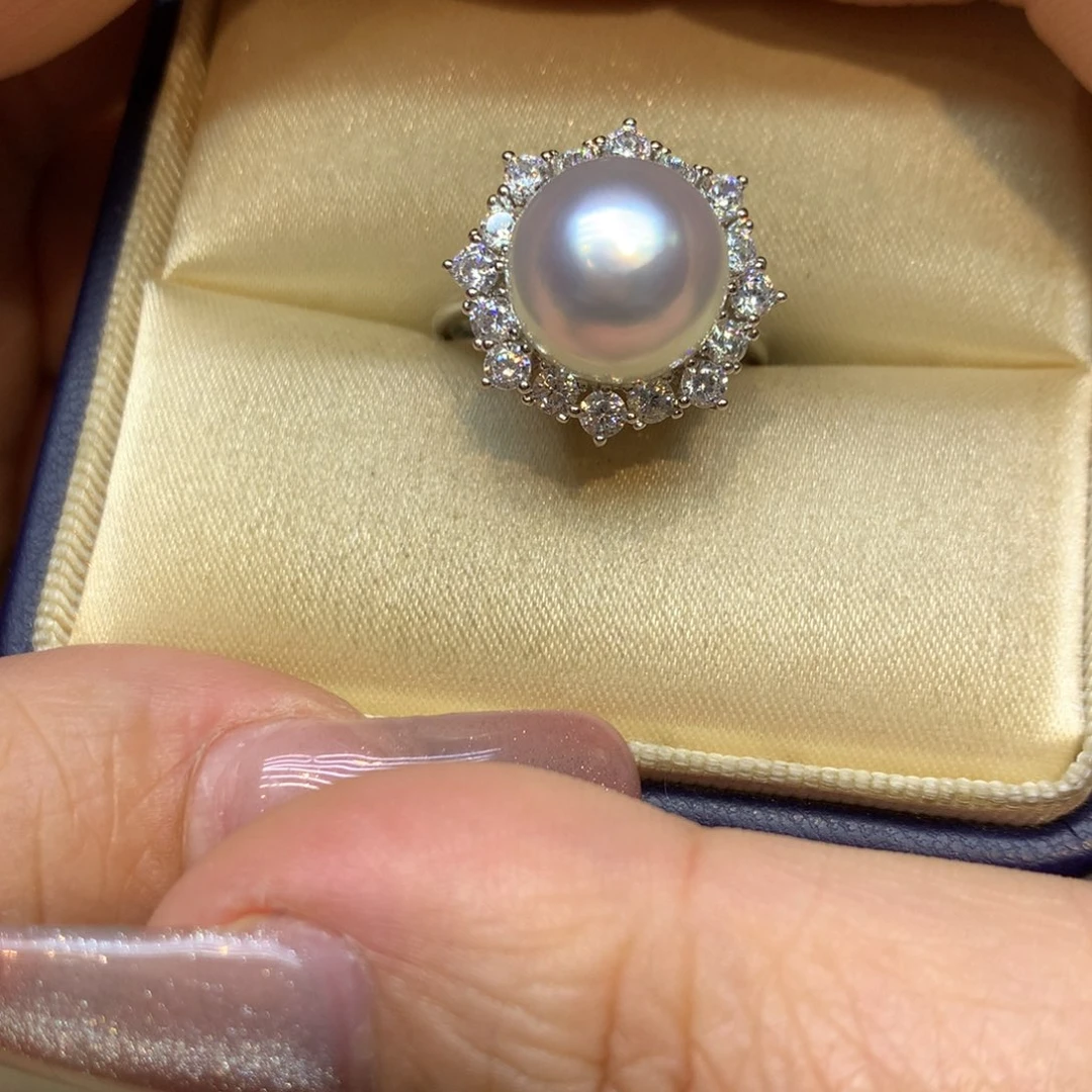 银S925镶嵌戒指海水珍珠