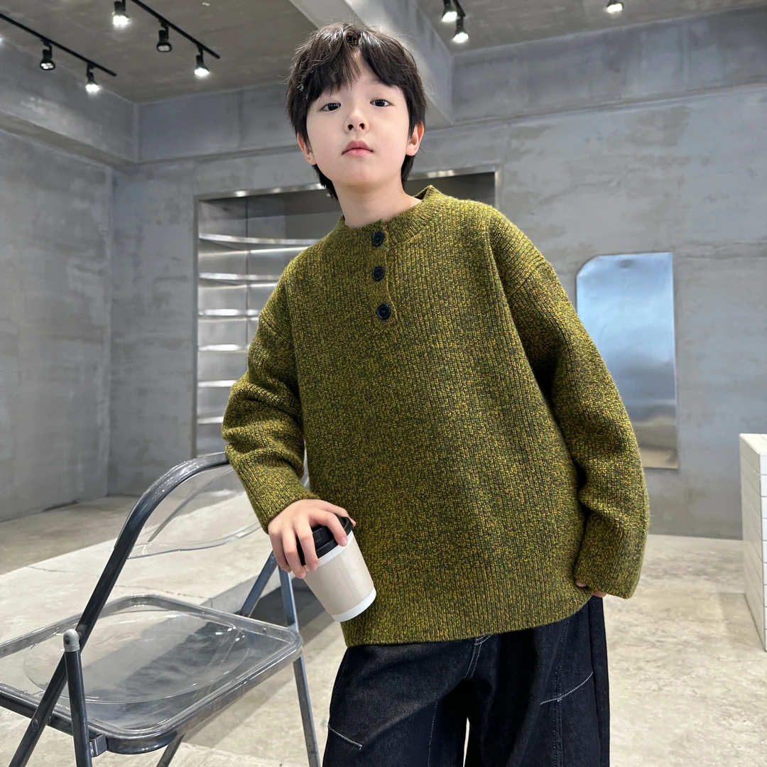 儿童装男童冬装加厚毛衣2025新款中大童秋冬款男孩冬季针织打底衫