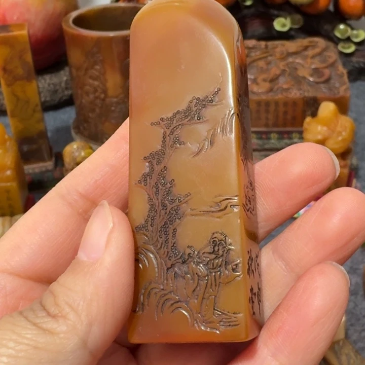 一***心寿山石印石手工艺品摆件