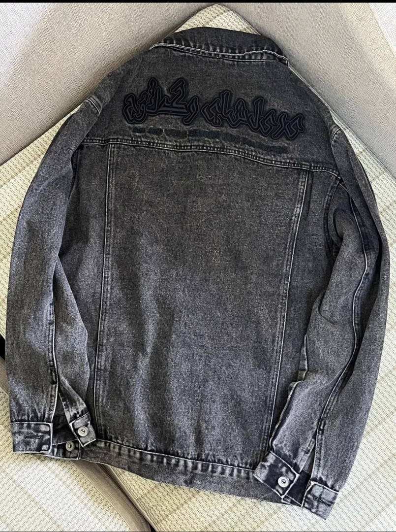 春秋简约潮流水洗日系黑色多口袋牛仔外套男女工装百搭宽松夹克