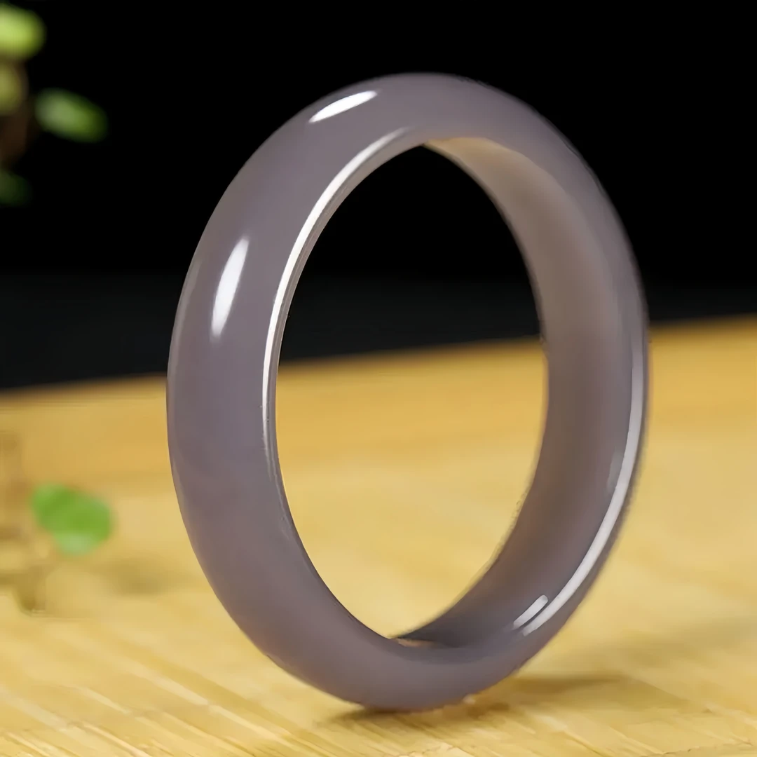 青海料烟紫和田玉正圈手镯