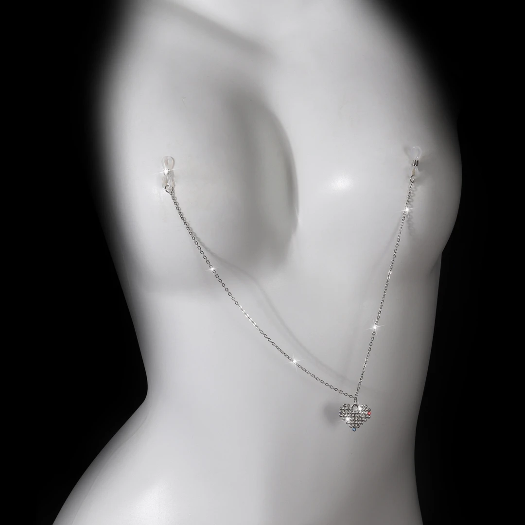 新款胸链情趣乳头玩具不对称金属爱心乳链成人性感诱惑身体链胸饰