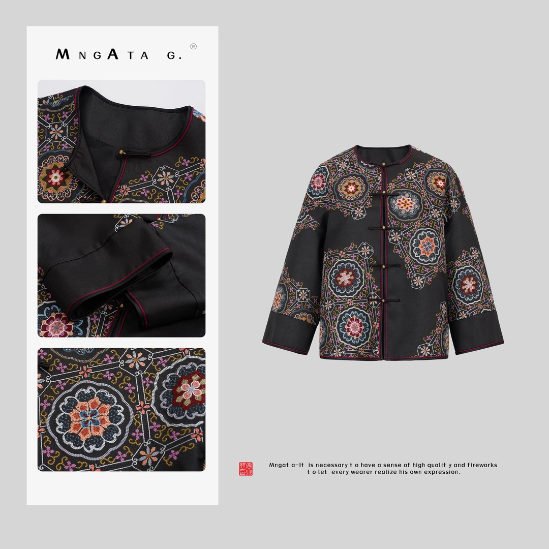 MNGATA G.宫小妍【悠悠花香】夏日桑蚕丝打籽绣新中式外套4121201