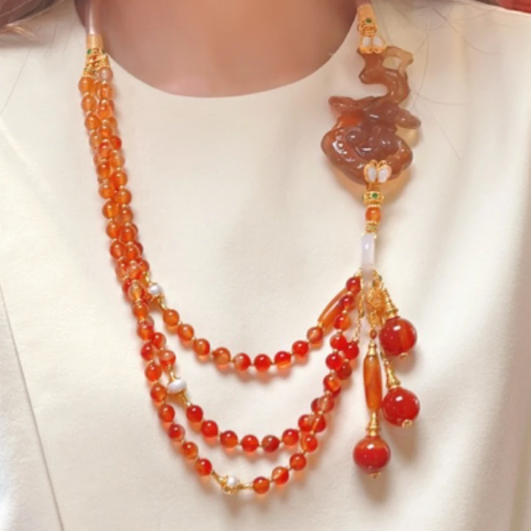 原创设计款高级玛瑙多戴设计款项链/腰链【玺儿珠宝｛