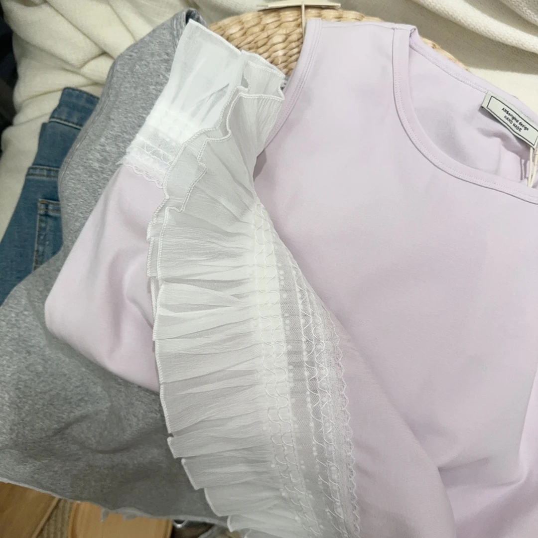 蕾丝边女无袖T恤女