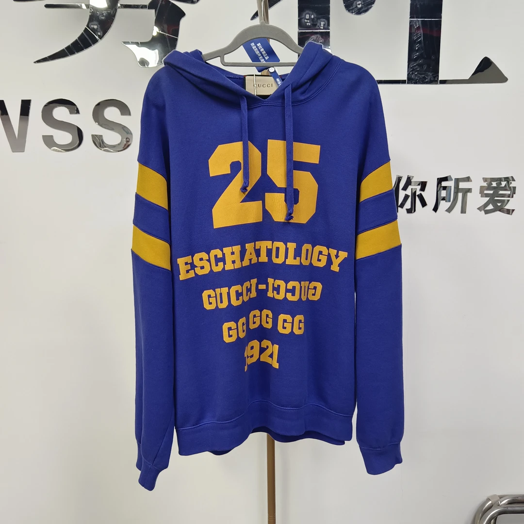 99新 GUCCI/古驰 印花logo帽衫L N2008 衣长67 胸围62编码3