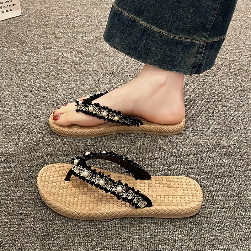 2025年新款人字拖女夏季小香风拖鞋女外穿凉拖鞋软底网红沙滩夹趾