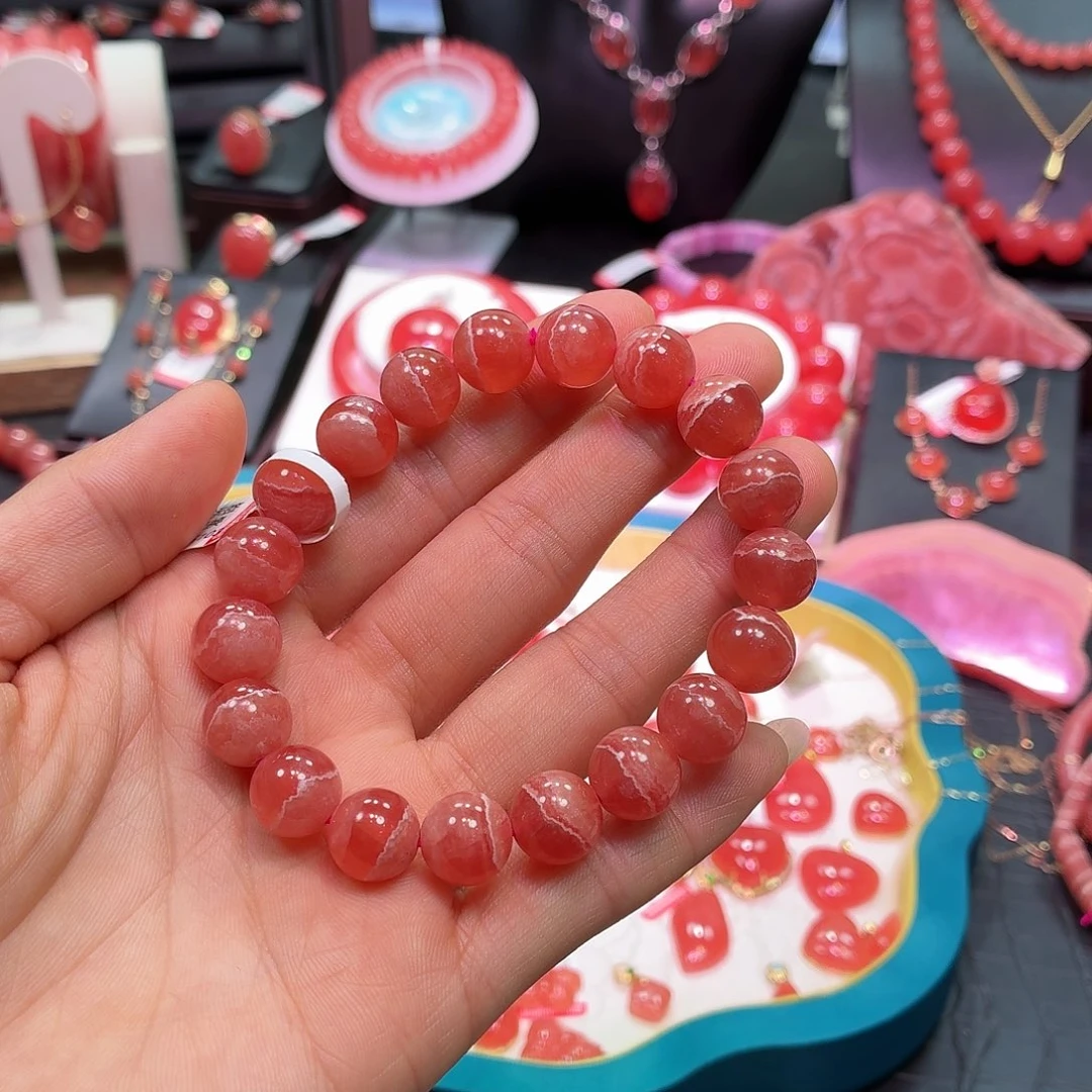 菱锰矿（红纹石）未镶嵌手绳