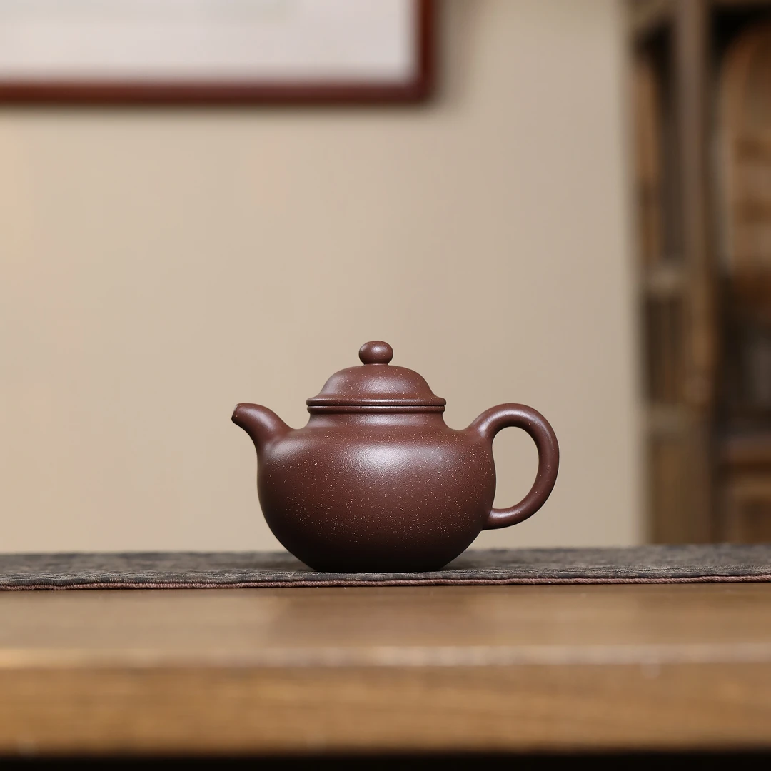 JCY-0398非遗正品手工季畅园大亨掇球大-紫泥-310cc宜兴紫砂壶