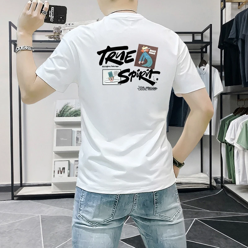 短袖男款爆款2026新款夏季修身印花t恤时尚休闲百搭男士半袖上衣