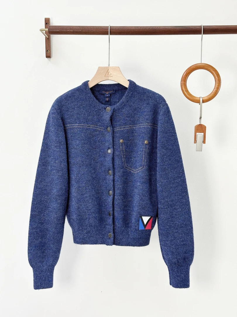 未使用 LouisVuitton/路易威登 路易威登 女士复古蓝针织羊毛开衫