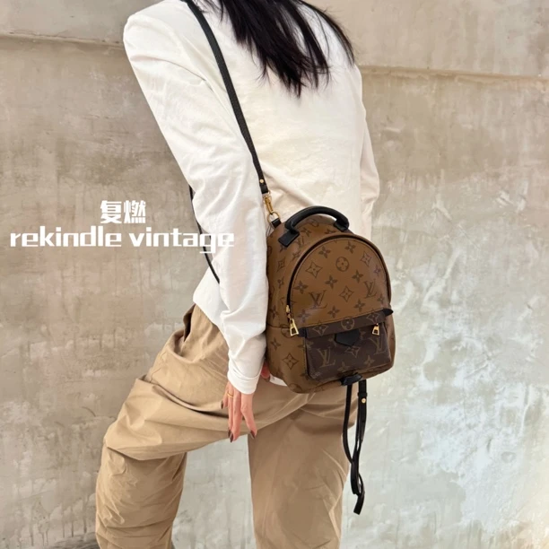 95新 LouisVuitton/路易威登 复燃精选/焦糖色mini双肩包16年