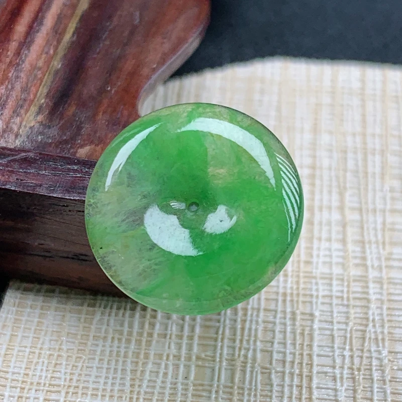 翡翠缅甸纯天然A货老料玉器未镶嵌绿色戒面平安扣裸石可定制镶嵌