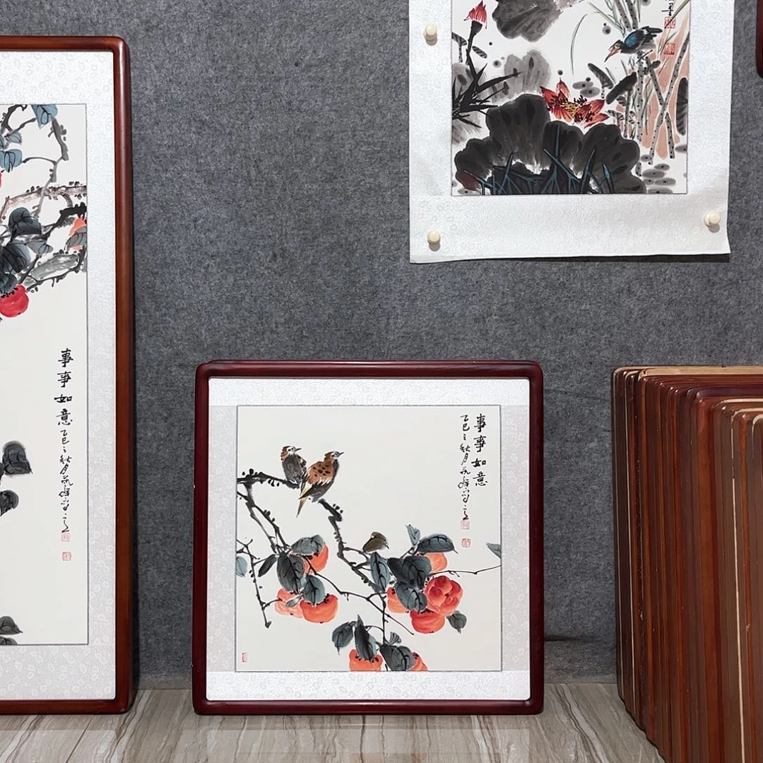 国画书画作品带框63×63