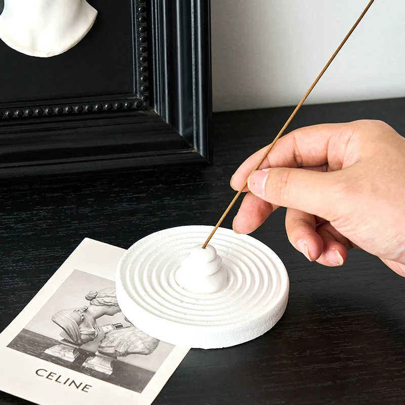高级感石膏香插香托茶台拍照摆件线香盘托静物拍照道具摄影装饰