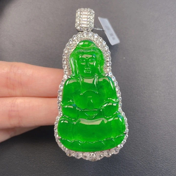 翡翠银S925镶嵌吊坠(不含链)