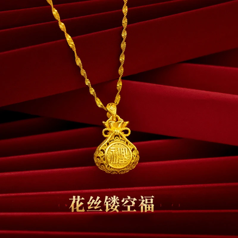 古法镂空福项链气质女神百搭吊坠东方之美合金不掉色送妈妈送婆婆
