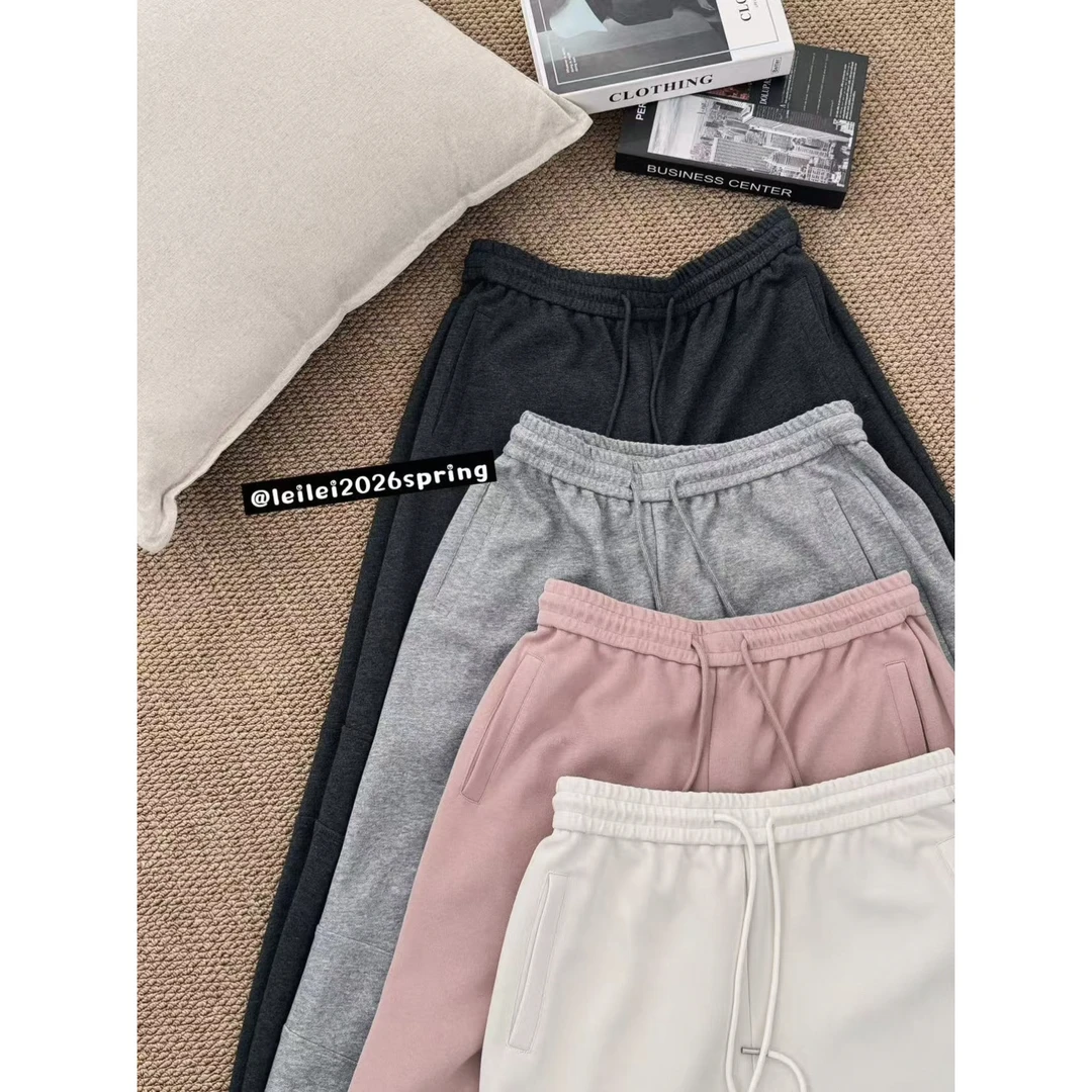 晶咕【自由出走！】韩系裤腿分割线高腰抽绳休闲卫裤