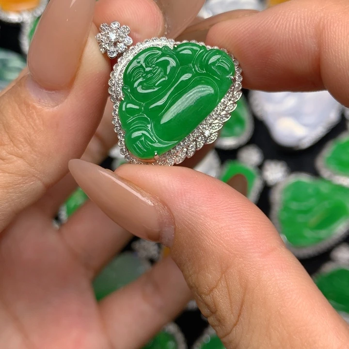 不****翡翠18K金镶嵌吊坠(不含链)