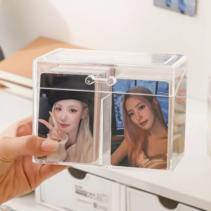 明星小卡收纳盒追星卡片盒自印卡片透明翻盖