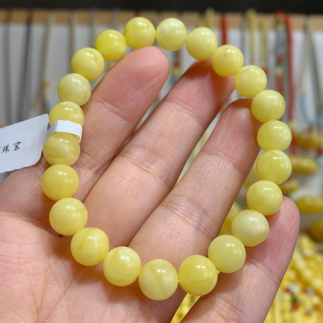 蜜蜡未镶嵌手链8.5mm瑕疵