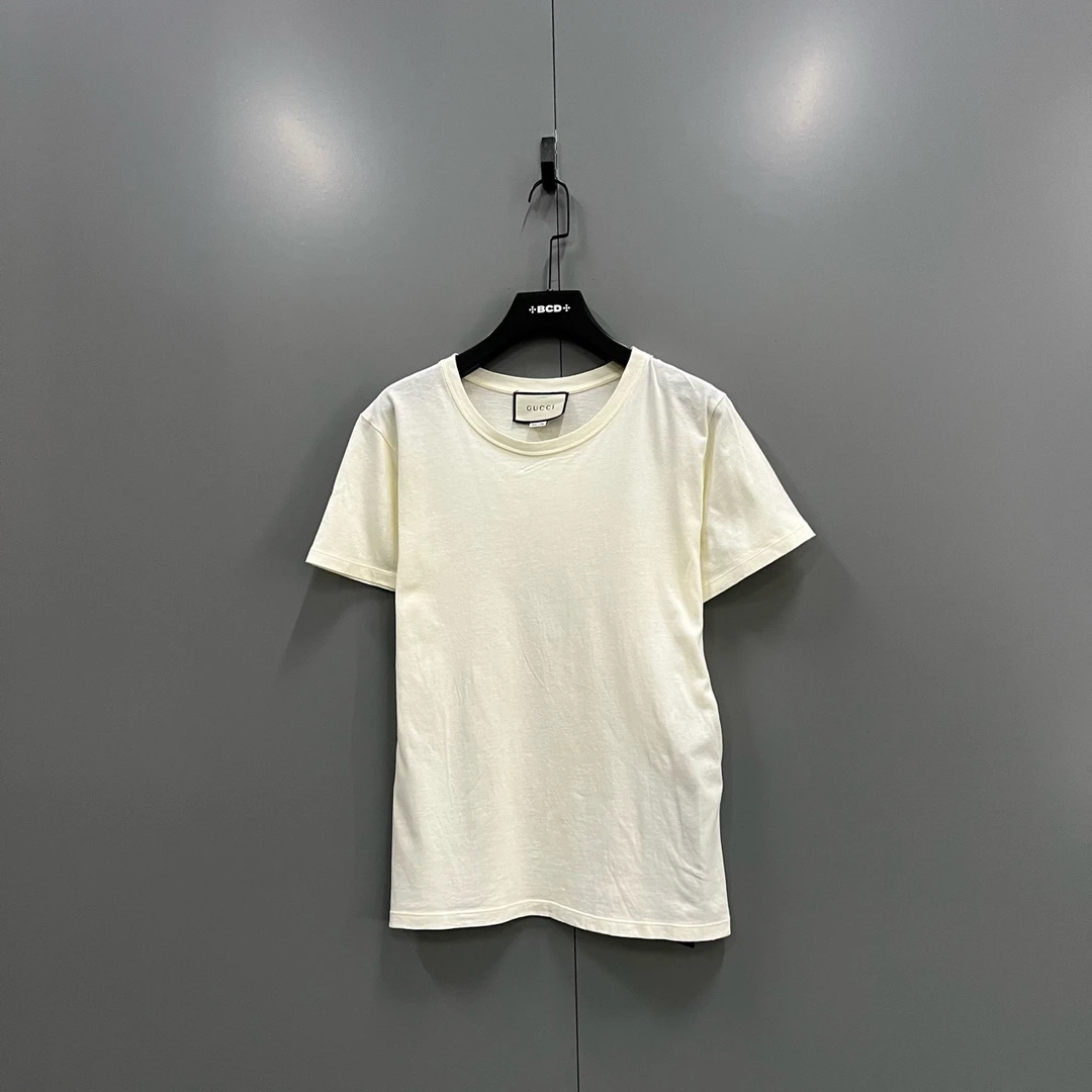 95新 GUCCI/古驰 (ll) 米色肩膀logo印花短袖 S码/010418