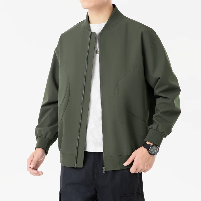 2025新款春秋季大码棒球服外套男美式潮牌高级感宽松立领夹克上衣