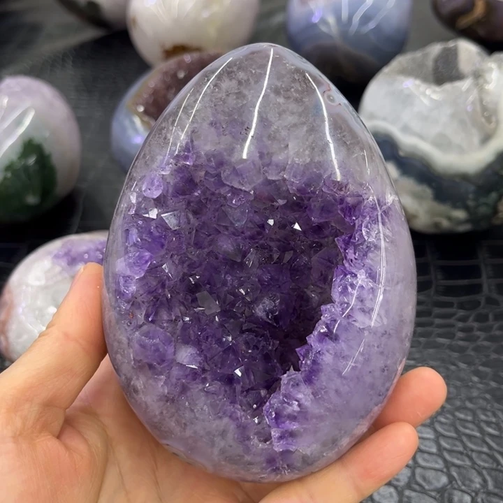 水晶珠宝半成品未镶嵌福利紫晶蛋