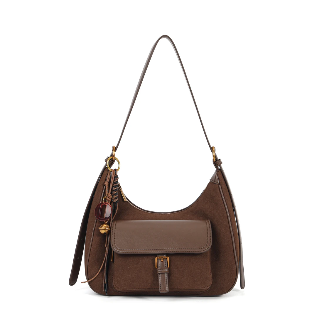 2025新款简约腋下包通勤大容量月牙单肩包【无挂件】