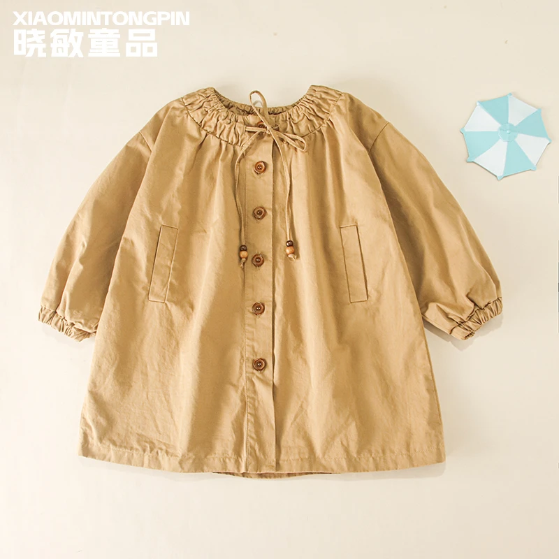 打揽领口中长款女童风衣3C3198