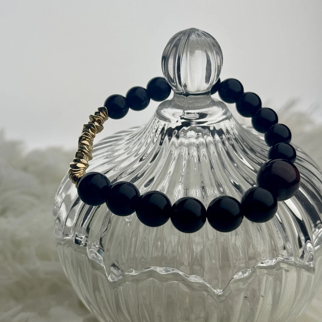 FL041黑曜石金虎眼/银虎眼手串（天然珠宝多样性发其一）