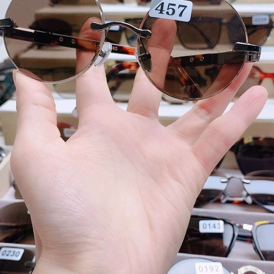 分体式天然水晶石头复古圆镜