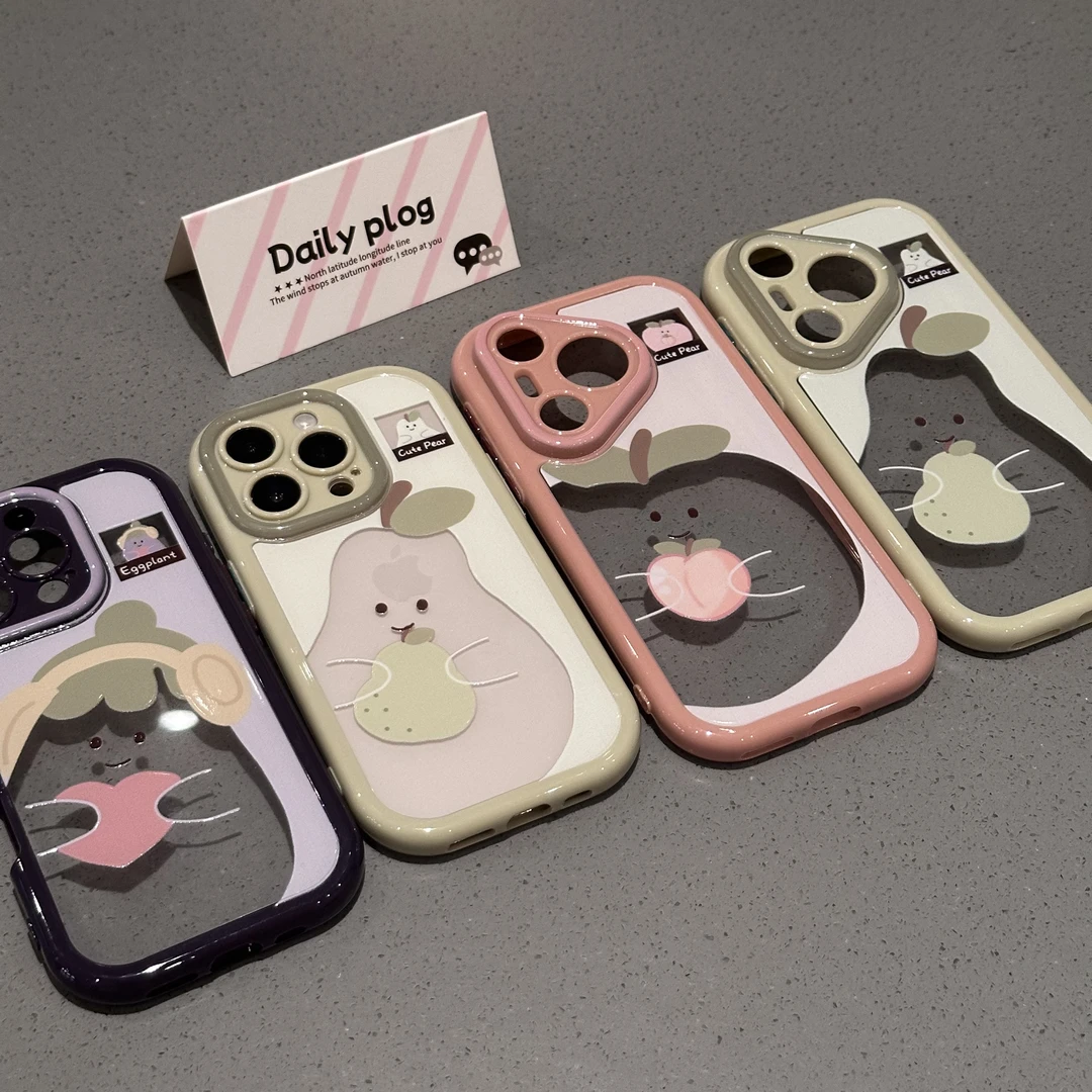 欧克里里趣味水蜜桃适用苹果16promax手机壳华为P70vivo小米oppo