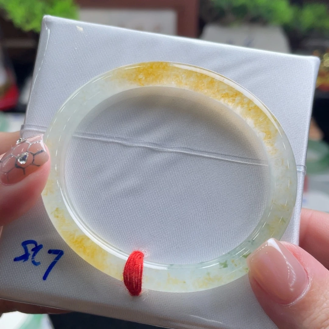 翡翠未镶嵌手镯53.1贵妃 向日葵