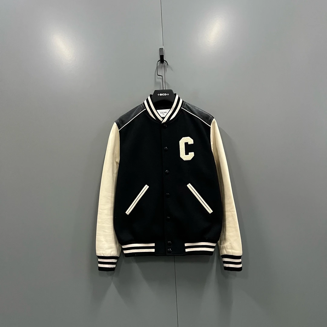 未使用 Celine/思琳 (ll) 大C字母logo棒球夹克 46码/019435