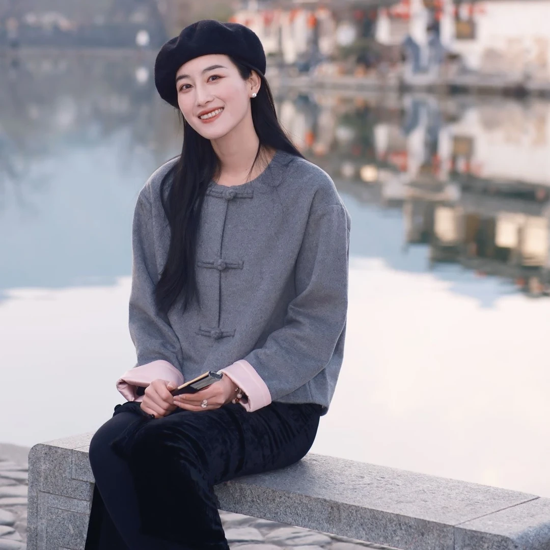 【橙庐】838003原创新中式圆领盘扣羊毛外套 复古古风宽松国风秋冬