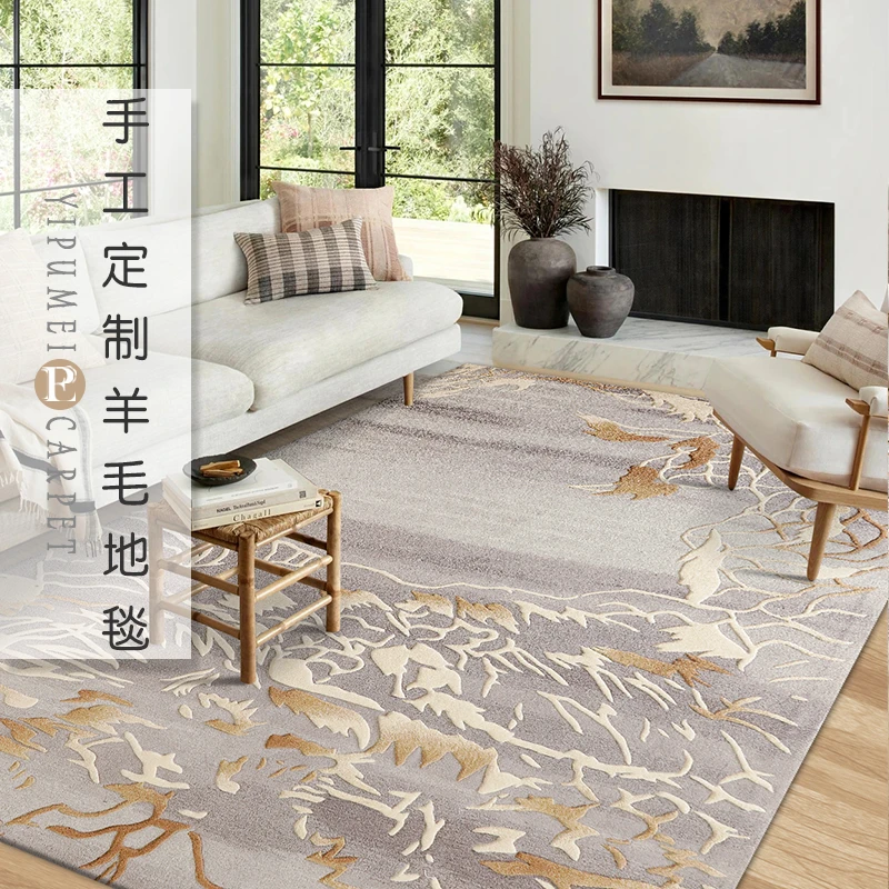 法式欧式轻奢高级手工进口新西兰羊毛定制新中式茶几客厅卧室地毯