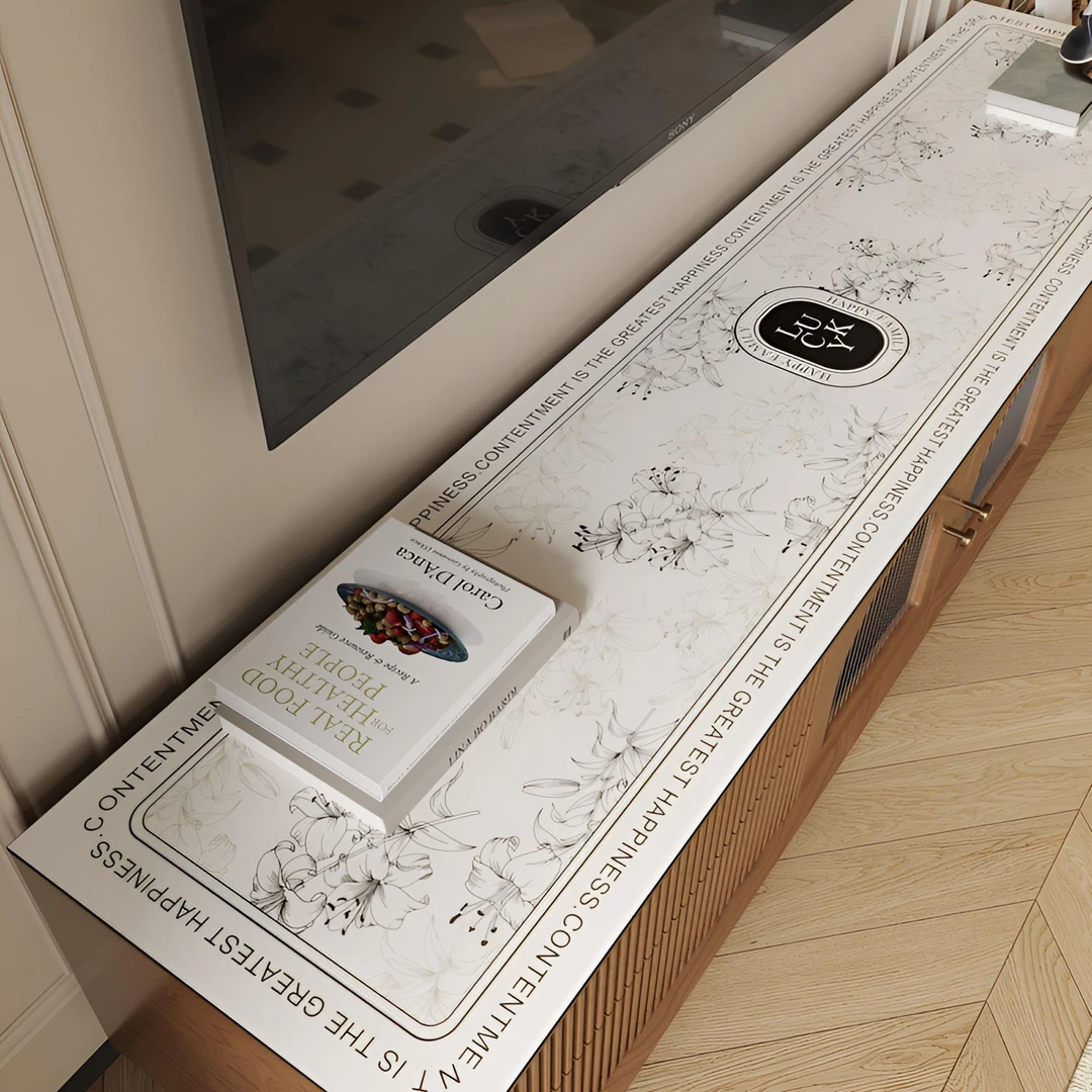 高档轻奢皮革电视柜垫茶几垫桌垫免洗防水防油桌布餐边柜台面垫子